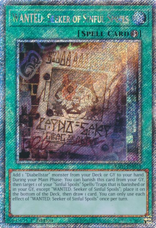 WANTED: Seeker of Sinful Spoils (Platinum Secret Rare) [RA03-EN074] Platinum Secret Rare | Mega City Incorporated