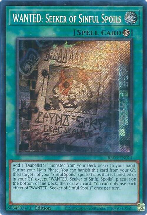 WANTED: Seeker of Sinful Spoils (Secret Rare) [RA03-EN074] Secret Rare | Mega City Incorporated