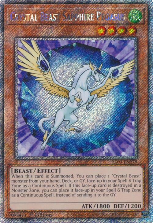 Crystal Beast Sapphire Pegasus (Platinum Secret Rare) [RA03-EN179] Platinum Secret Rare | Mega City Incorporated