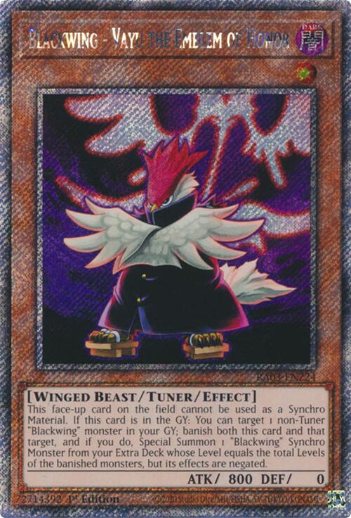 Blackwing - Vayu the Emblem of Honor (Platinum Secret Rare) [RA03-EN224] Platinum Secret Rare | Mega City Incorporated