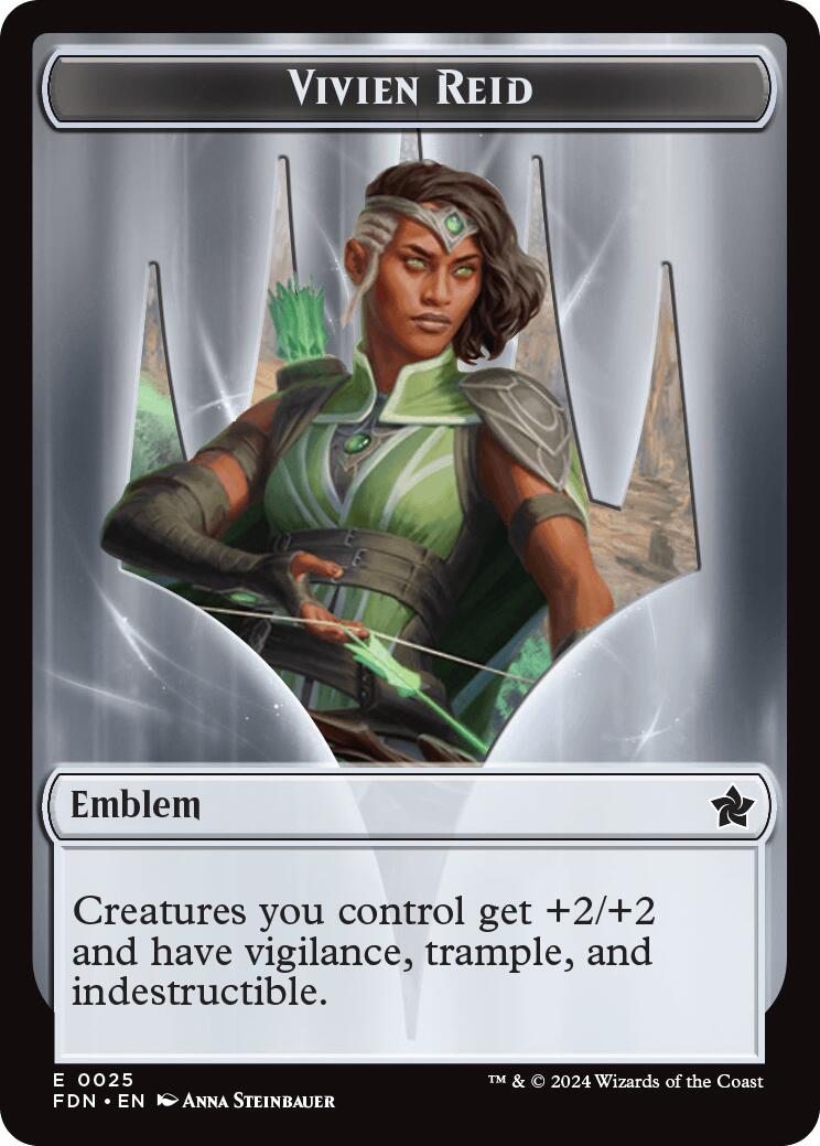 Emblem - Vivien Reid // Elf Warrior Double-Sided Token [Foundations Tokens] | Mega City Incorporated