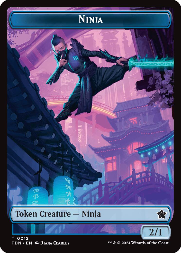 Emblem - Kaito, Cunning Infiltrator // Ninja Doubled-Sided Token [Foundations Tokens] | Mega City Incorporated