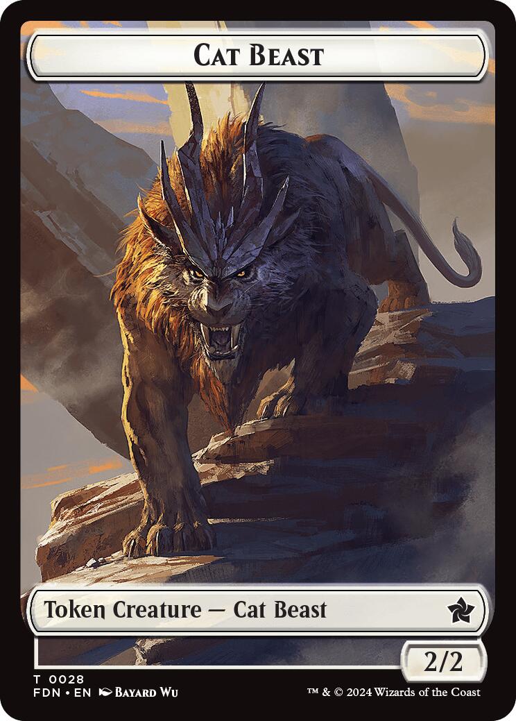 Cat Beast // Dragon (0017) Double-Sided Token [Foundations Tokens] | Mega City Incorporated