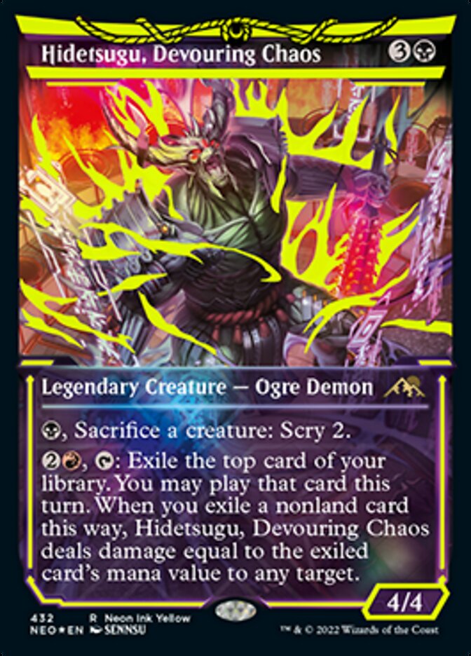 Hidetsugu, Devouring Chaos (Neon Ink Yellow) [Kamigawa: Neon Dynasty] | Mega City Incorporated