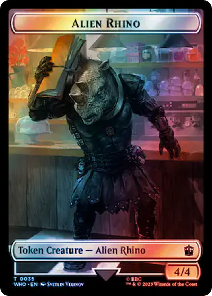 Alien Rhino // Clue (0055) Double-Sided Token (Surge Foil) [Doctor Who Tokens] | Mega City Incorporated