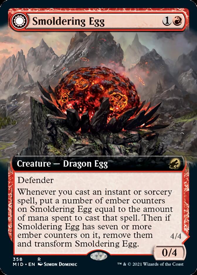 Smoldering Egg // Ashmouth Dragon (Extended Art) [Innistrad: Midnight Hunt] | Mega City Incorporated