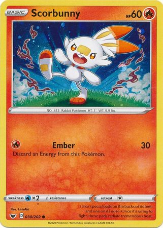 Scorbunny (030/202) (Cosmos Holo) [Sword & Shield: Base Set] | Mega City Incorporated