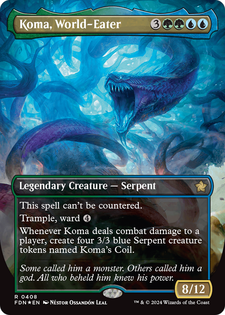 Koma, World-Eater (Borderless) (Mana Foil) [Foundations] | Mega City Incorporated