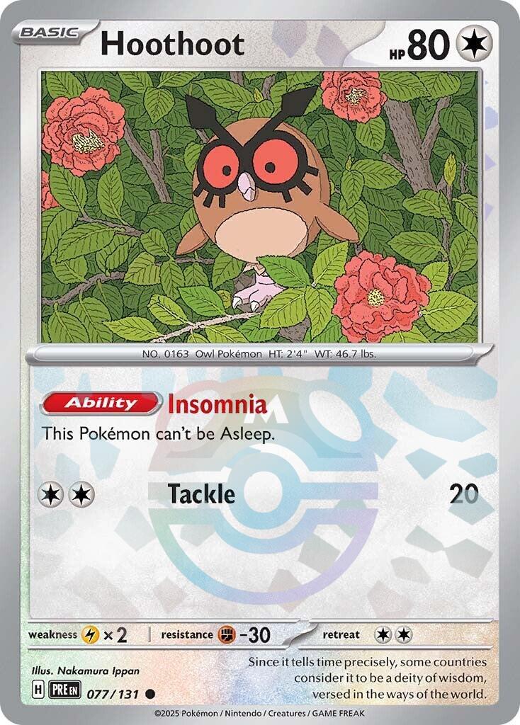 Hoothoot (077/131) (Master Ball Pattern) [Scarlet & Violet: Prismatic Evolutions] | Mega City Incorporated