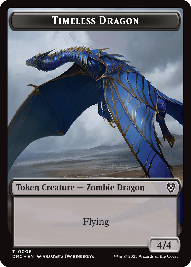 Timeless Dragon // Zombie (0007) Double-Sided Token [Aetherdrift Tokens] | Mega City Incorporated