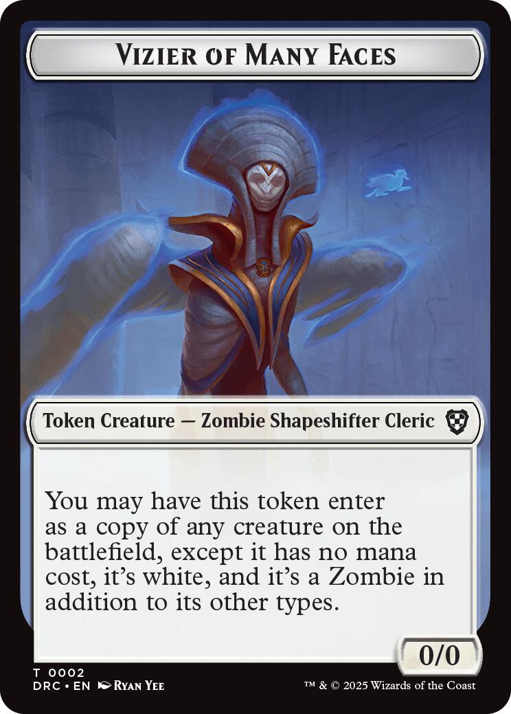 Vizier of Many Faces // Zombie (0003) Double-Sided Token [Aetherdrift Tokens] | Mega City Incorporated