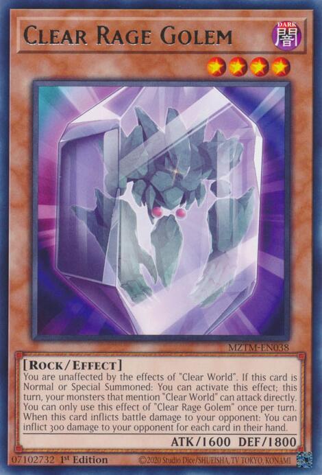 Clear Rage Golem [MZTM-EN038] Rare | Mega City Incorporated