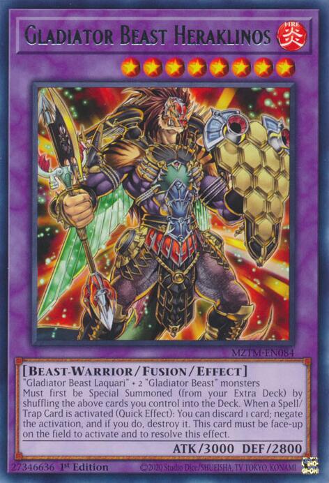 Gladiator Beast Heraklinos [MZTM-EN084] Rare | Mega City Incorporated