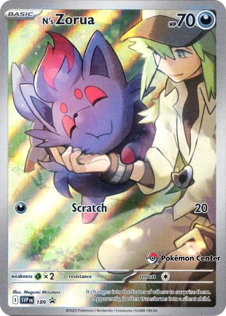 N's Zorua (SVP189) (Pokemon Center Exclusive) [Scarlet & Violet: Black Star Promos] | Mega City Incorporated