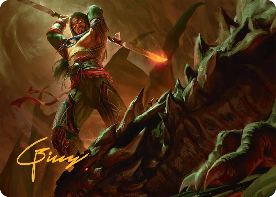 Sarkhan's Resolve Art Card (18/54) (Gold-Stamped Signature) [Tarkir: Dragonstorm Art Series] | Mega City Incorporated