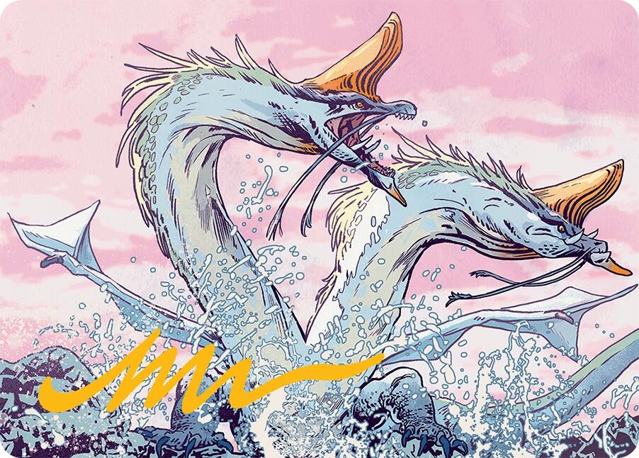 Twinmaw Stormbrood Art Card (39/54) (Gold-Stamped Signature) [Tarkir: Dragonstorm Art Series] | Mega City Incorporated