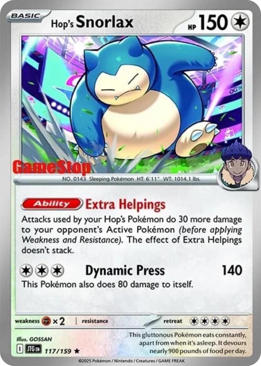 Hop's Snorlax (117/159) (GameStop) (Cosmos Holo) [Scarlet & Violet: Journey Together] | Mega City Incorporated