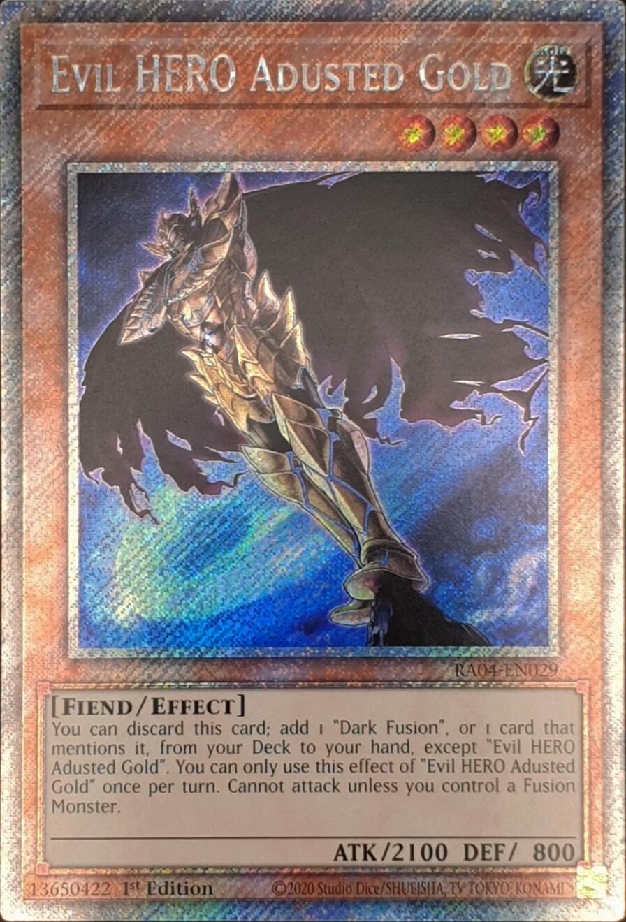Evil HERO Adusted Gold [RA04-EN029] Platinum Secret Rare | Mega City Incorporated