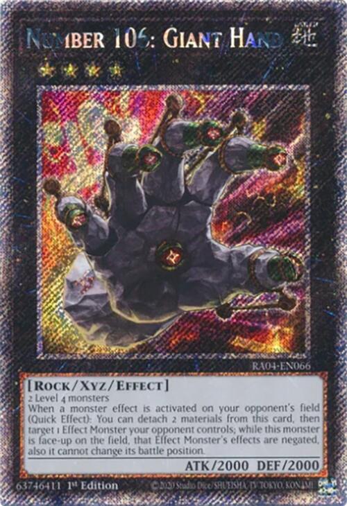 Number 106: Giant Hand [RA04-EN066] Platinum Secret Rare | Mega City Incorporated