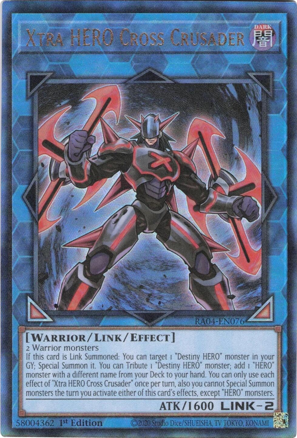 Xtra HERO Cross Crusader [RA04-EN076] Prismatic Ultimate Rare | Mega City Incorporated