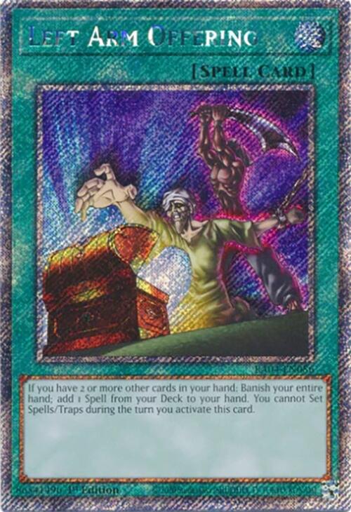 Left Arm Offering [RA04-EN086] Platinum Secret Rare | Mega City Incorporated