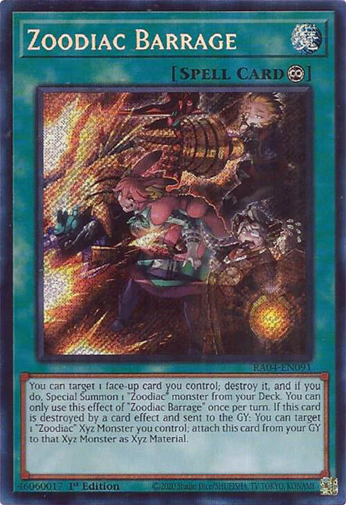 Zoodiac Barrage [RA04-EN091] Secret Rare | Mega City Incorporated