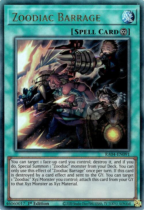 Zoodiac Barrage [RA04-EN091] Prismatic Ultimate Rare | Mega City Incorporated