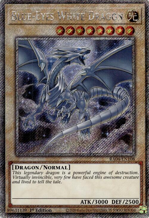 Blue-Eyes White Dragon (8th Art) [RA04-EN108] Platinum Secret Rare | Mega City Incorporated