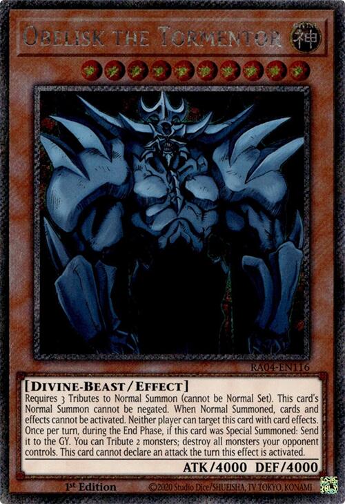 Obelisk the Tormentor [RA04-EN116] Platinum Secret Rare | Mega City Incorporated