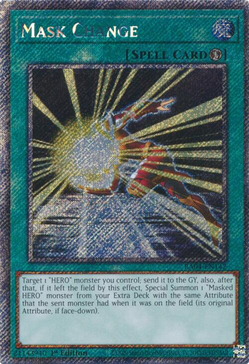 Mask Change [RA04-EN142] Platinum Secret Rare | Mega City Incorporated