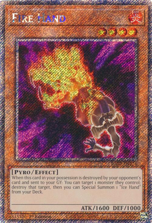 Fire Hand [RA04-EN224] Platinum Secret Rare | Mega City Incorporated