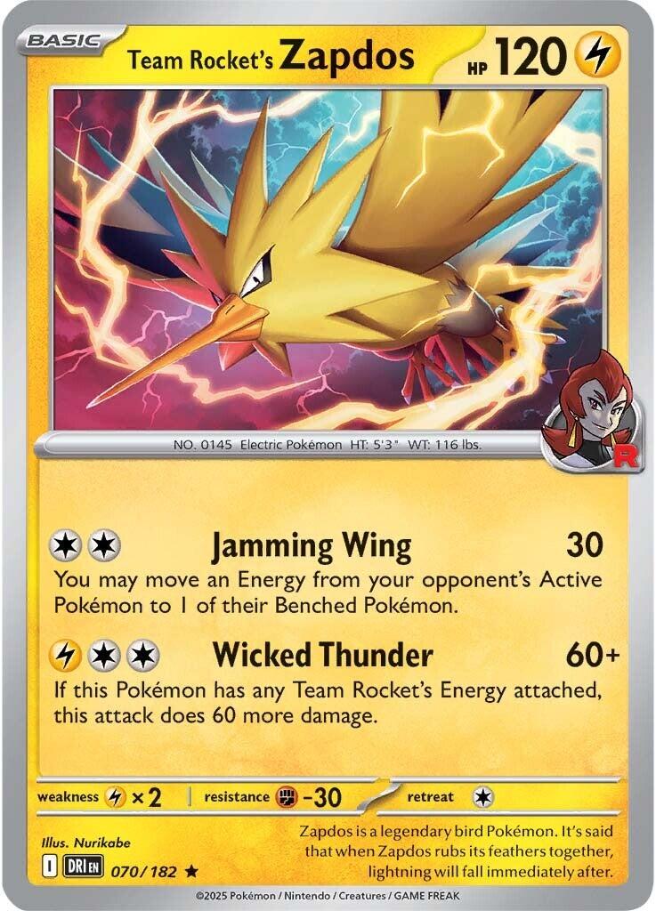 Team Rocket's Zapdos (070/182) [Scarlet & Violet: Destined Rivals] | Mega City Incorporated