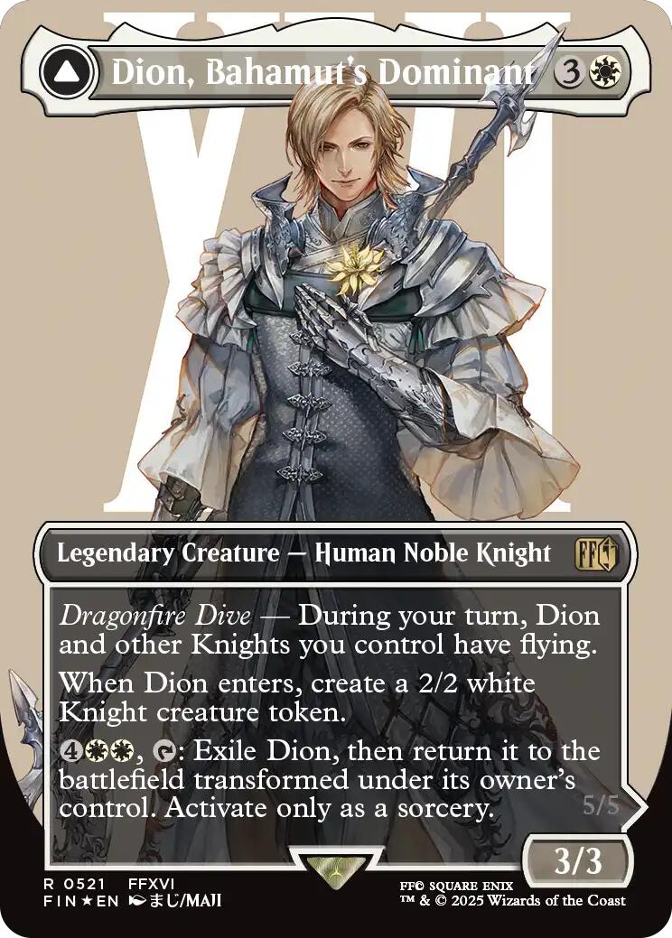 Dion, Bahamut's Dominant // Bahamut, Warden of Light (Borderless) (Surge Foil) [FINAL FANTASY] | Mega City Incorporated