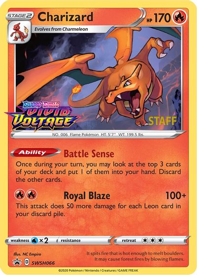 Charizard (SWSH066) (Staff Prerelease Promo) [Sword & Shield: Black Star Promos] | Mega City Incorporated