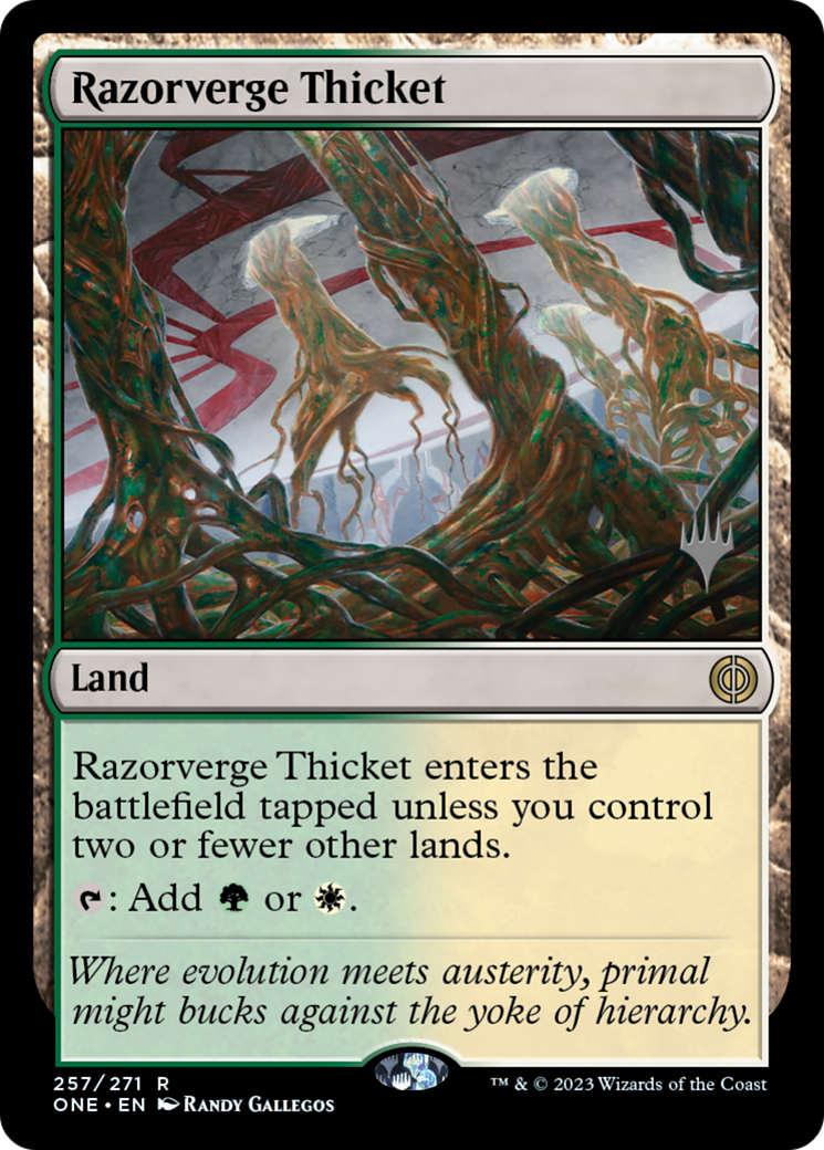 Razorverge Thicket (Promo Pack) [Phyrexia: All Will Be One Promos] | Mega City Incorporated