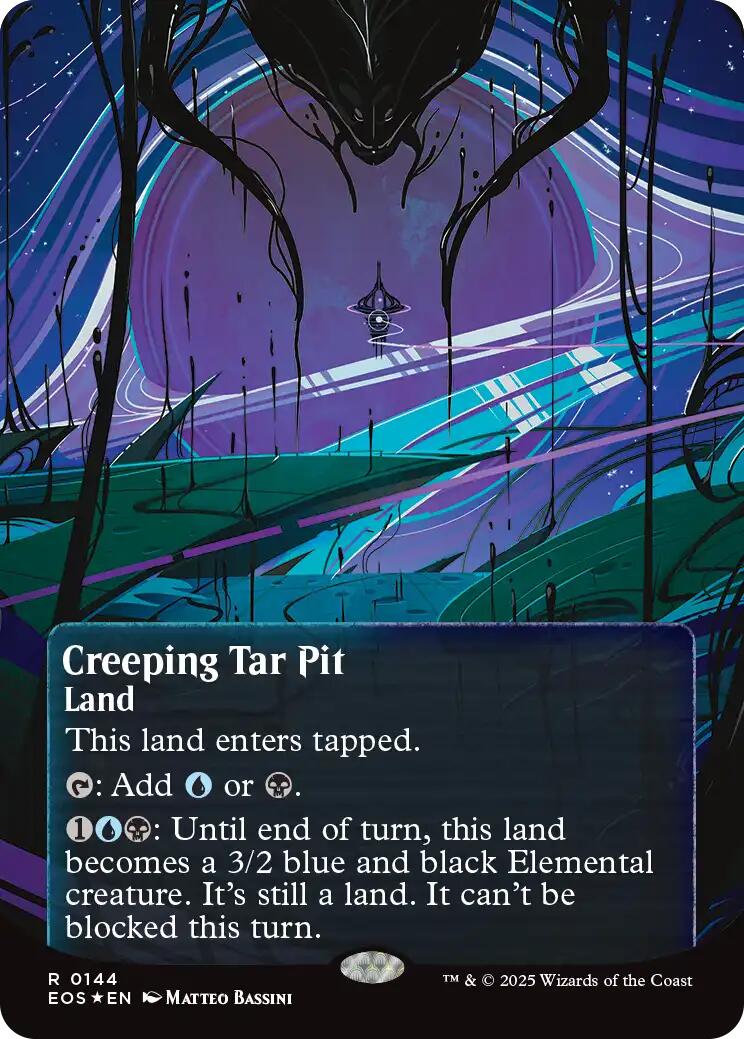 Creeping Tar Pit (0144) (Borderless) (Galaxy Foil) [Edge of Eternities: Stellar Sights] | Mega City Incorporated