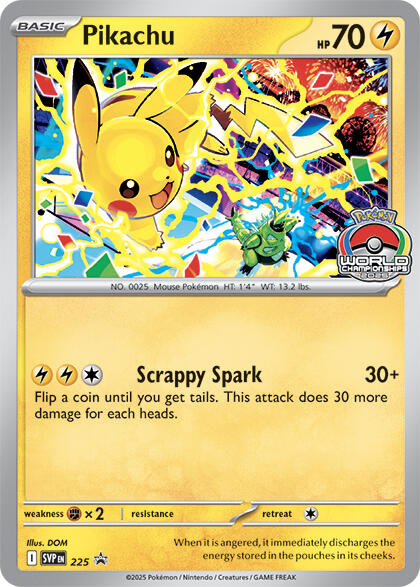 Pikachu (225) (World Championship 2025) [Scarlet & Violet: Black Star Promos] | Mega City Incorporated