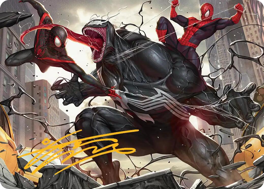 Terrific Team-Up Art Card (Gold-Stamped Signature) [Marvel's Spider-Man Art Series] | Mega City Incorporated