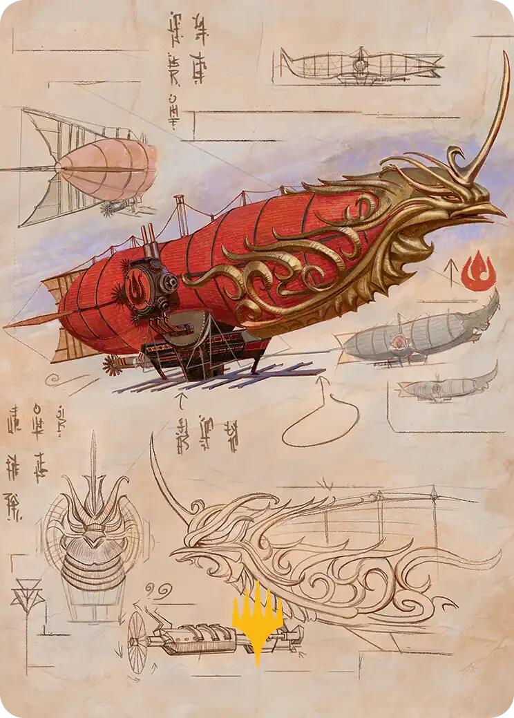 Phoenix Fleet Airship Art Card (Gold-Stamped Planeswalker Symbol) [Avatar: The Last Airbender Art Series] | Mega City Incorporated