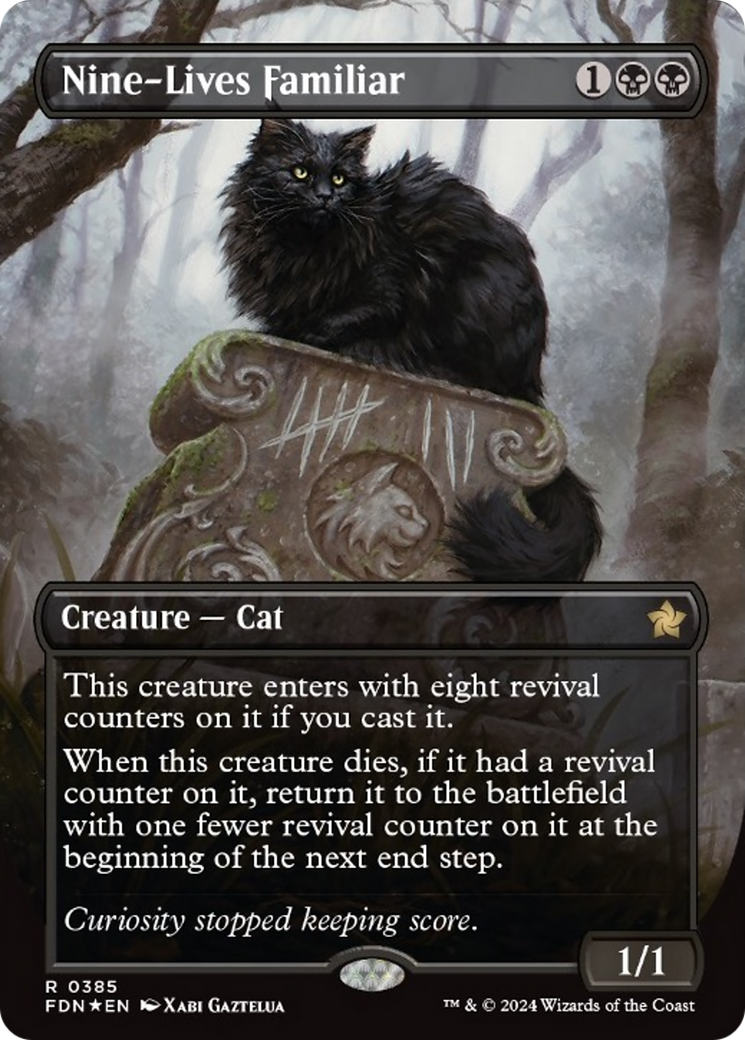 Nine-Lives Familiar (Borderless Mana Foil) [Foundations] | Mega City Incorporated