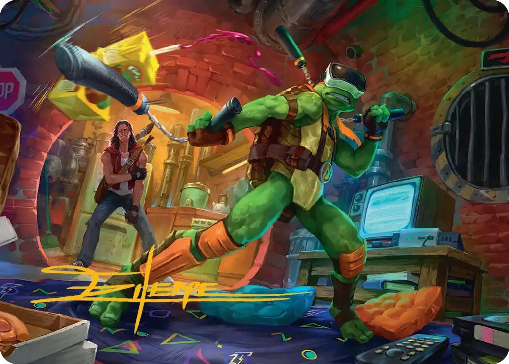 Michelangelo, Game Master Art Card (Gold-Stamped Signature) [Teenage Mutant Ninja Turtles Art Series] | Mega City Incorporated