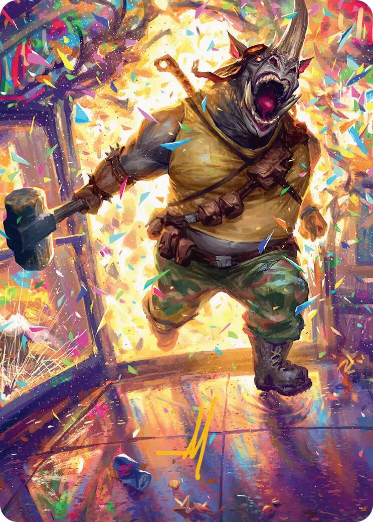 Rocksteady, Rowdy Rhino Art Card (Gold-Stamped Signature) [Teenage Mutant Ninja Turtles Art Series] | Mega City Incorporated