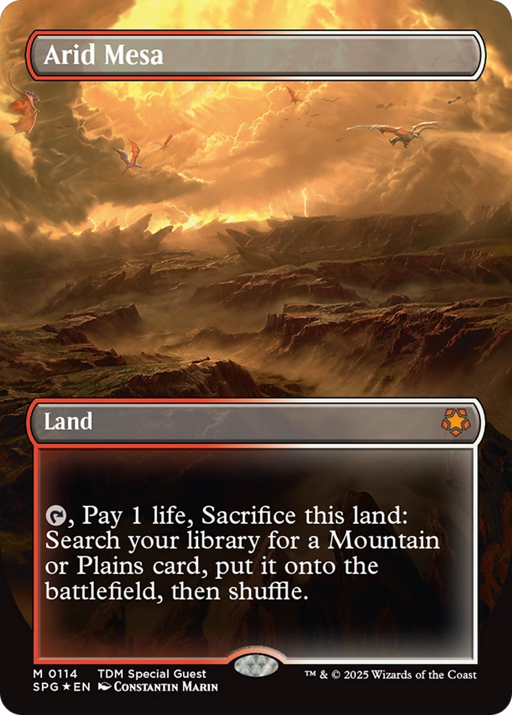 Arid Mesa (Borderless) (Dragonscale Foil) [Tarkir: Dragonstorm Special Guests] | Mega City Incorporated