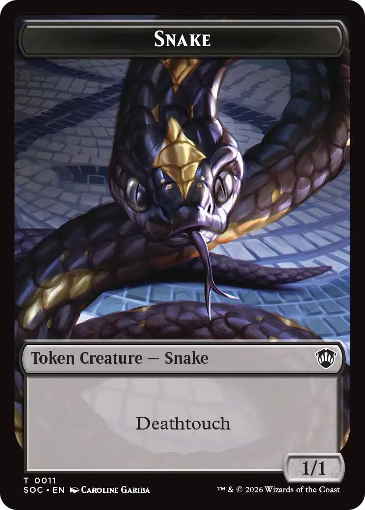 Snake // Zombie Double-Sided Token [Secrets of Strixhaven Commander Tokens] | Mega City Incorporated