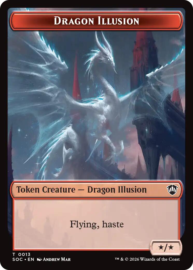 Dragon Illusion // Elemental (0019) Double-Sided Token [Secrets of Strixhaven Commander Tokens] | Mega City Incorporated
