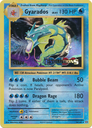 Gyarados (34/108) (XY Evolutions Staff Prerelease) [XY: Black Star Promos] | Mega City Incorporated