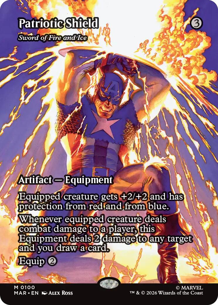 Patriotic Shield - Sword of Fire and Ice (Borderless) [Marvel Universe: Eternal-Legal] | Mega City Incorporated