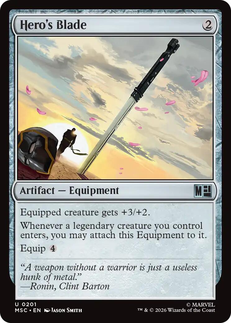 Hero's Blade (Surge Foil) [Marvel Super Heroes Commander] | Mega City Incorporated