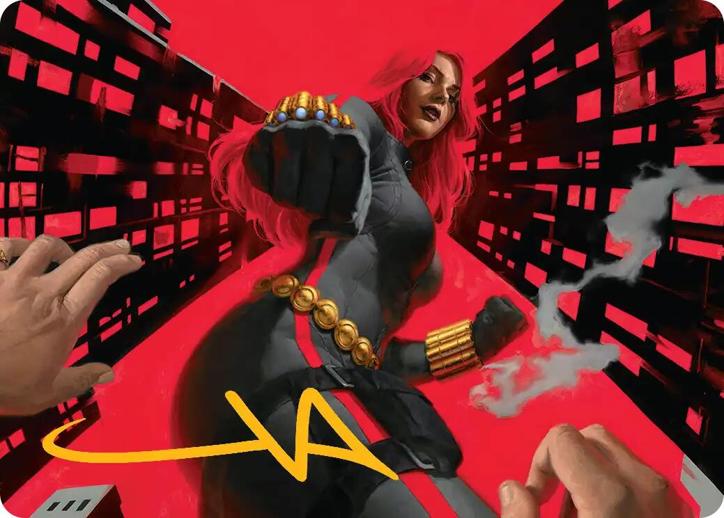 Black Widow, Deadly Hunter Art Card (Gold-Stamped Signature) [Marvel Super Heroes Art Series] | Mega City Incorporated
