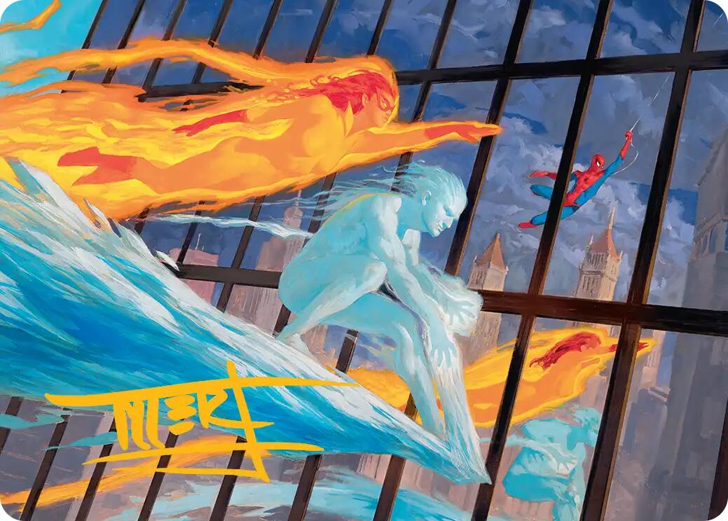 Iceman and Firestar Art Card (Gold-Stamped Signature) [Marvel Super Heroes Art Series] | Mega City Incorporated